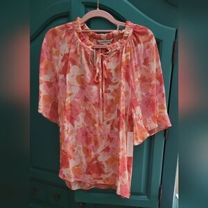 Counterparts Pink and Orange Floral Blouse
